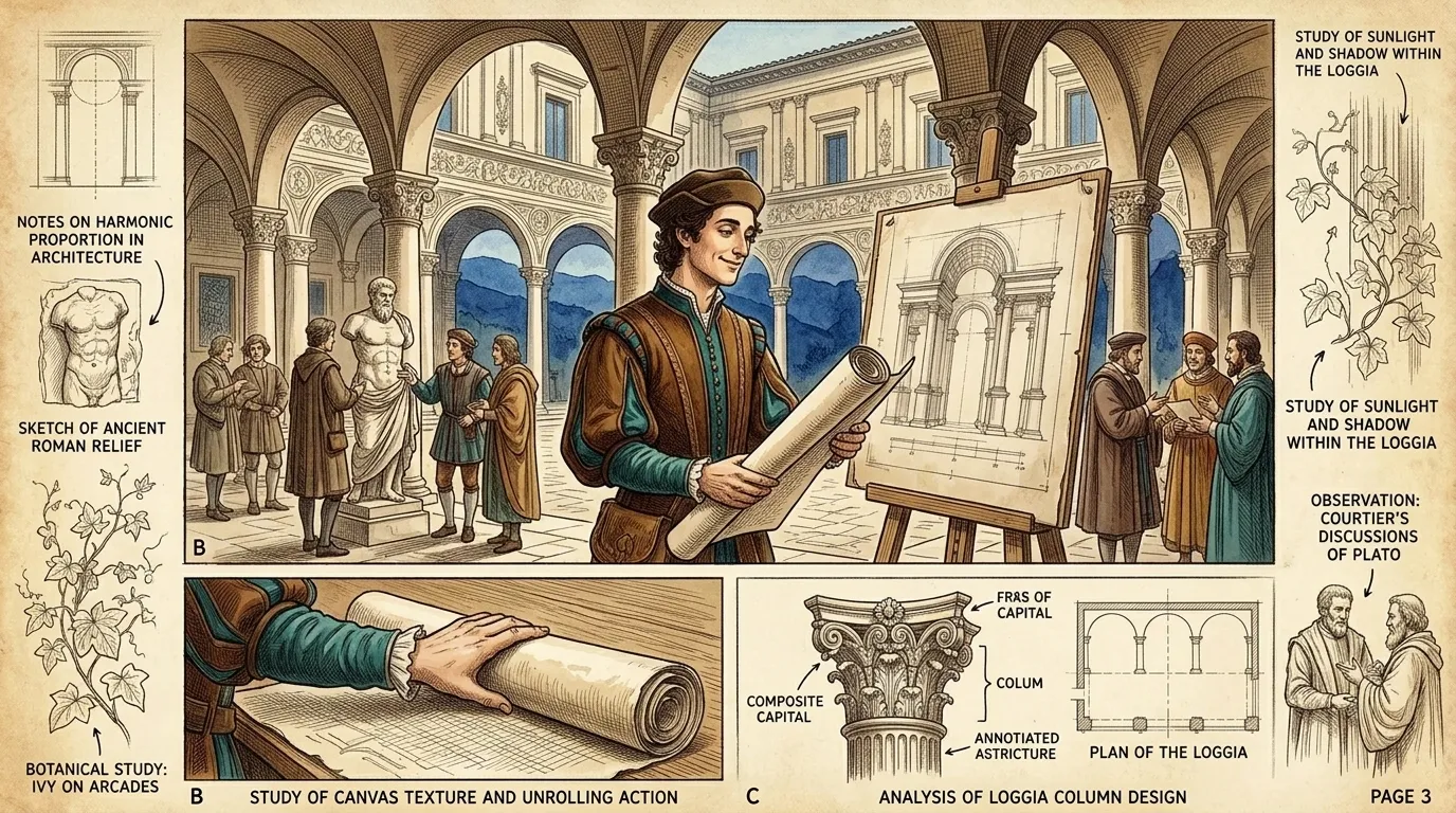 The court of Urbino, under Federico da Montefeltro, was a center of humanist thought and artistic patronage. Raphael absorbed the classical ideals that would… The court of Urbino, under Federico da Montefeltro, was a center of humanist thought and artistic patronage. Raphael absorbed the classical ideals that would…