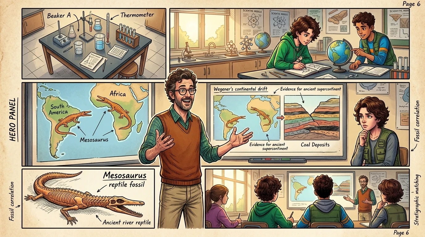 "He found clues that other scientists had ignored!" exclaimed Mr. Harris, clicking to a new slide. "Wegener showed that fossils of the exact same ancient… "He found clues that other scientists had ignored!" exclaimed Mr. Harris, clicking to a new slide. "Wegener showed that fossils of the exact same ancient…