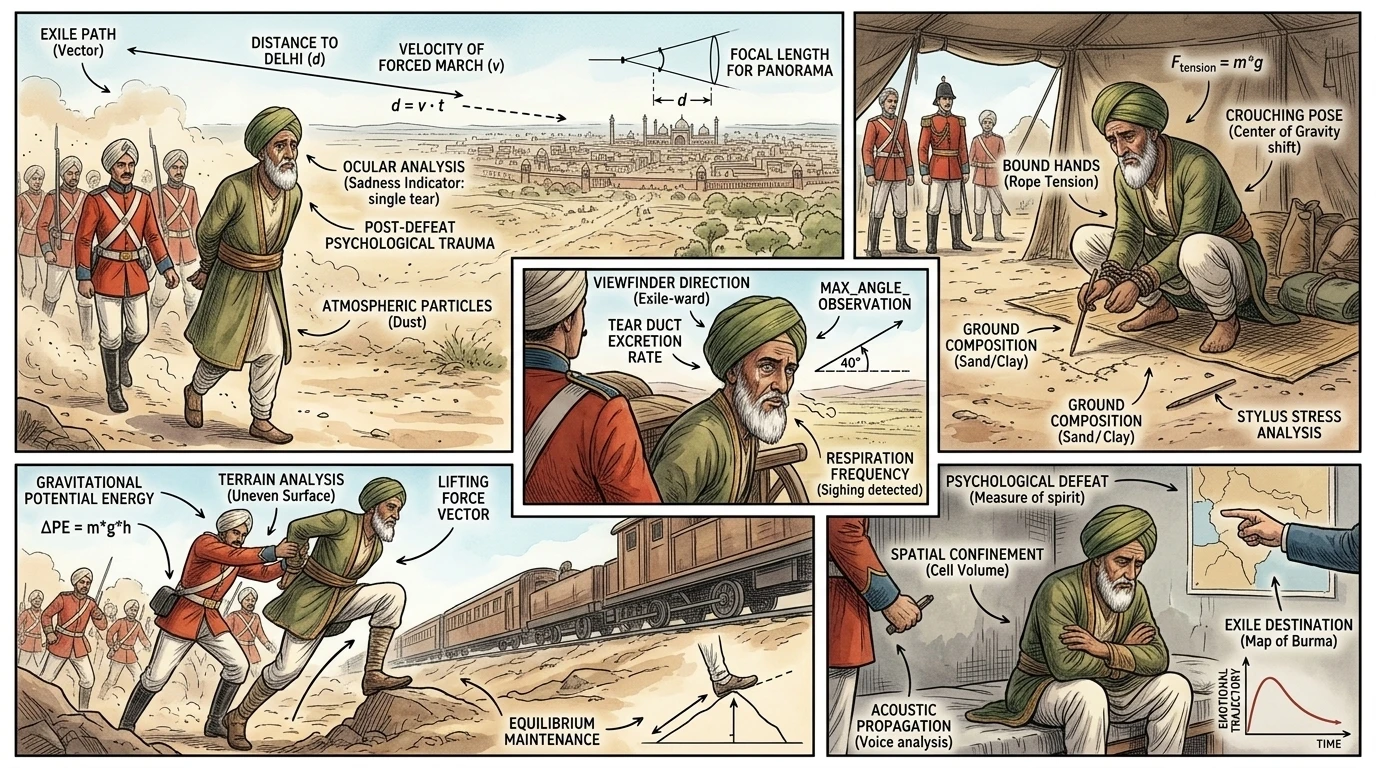 Bahadur Shah Zafar, captured and defeated, was exiled to Burma. He looked back at Delhi. All was lost. With a tear in his eye he whispered, "How unfortunate is… Bahadur Shah Zafar, captured and defeated, was exiled to Burma. He looked back at Delhi. All was lost. With a tear in his eye he whispered, "How unfortunate is…