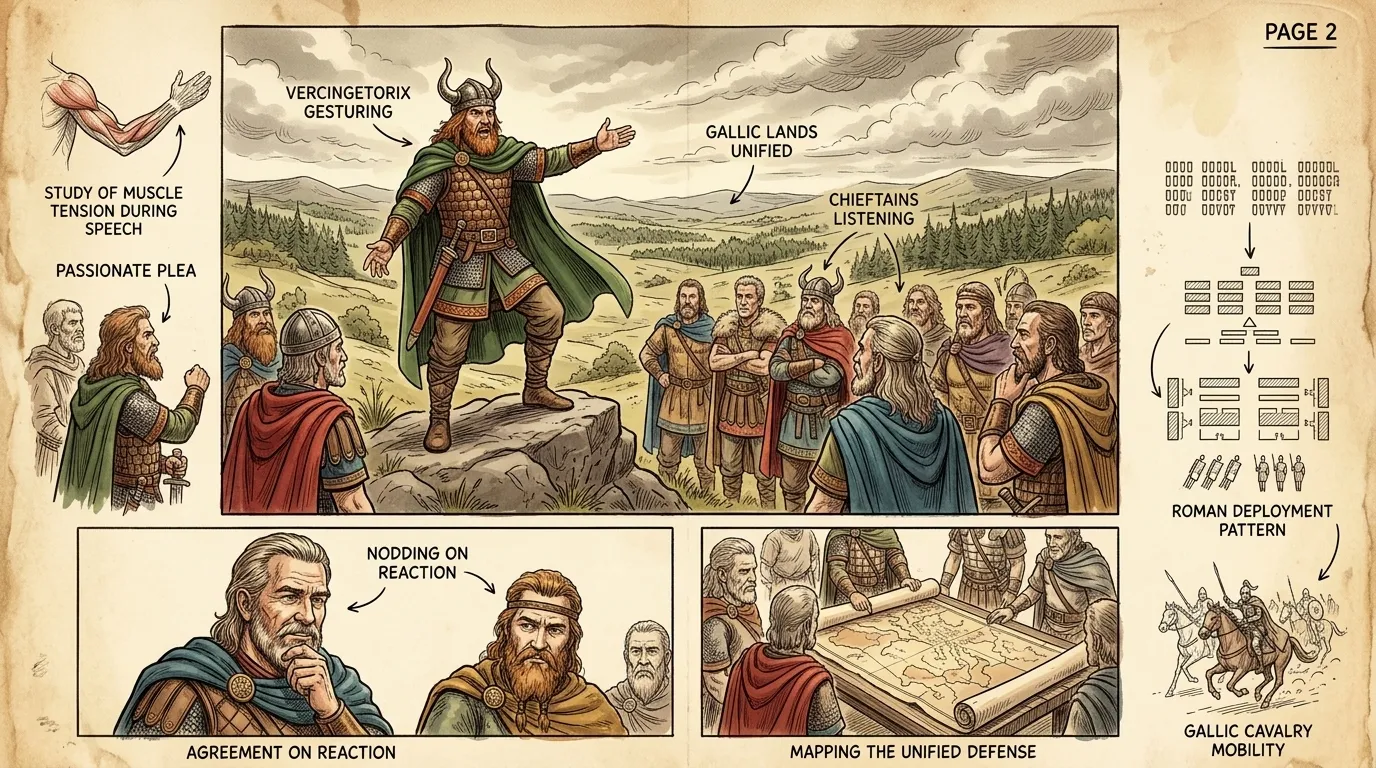 "Rome's insatiable appetite for land and resources is what brought us here," Vercingetorix declared to his assembled chieftains. "Rome's insatiable appetite for land and resources is what brought us here," Vercingetorix declared to his assembled chieftains.