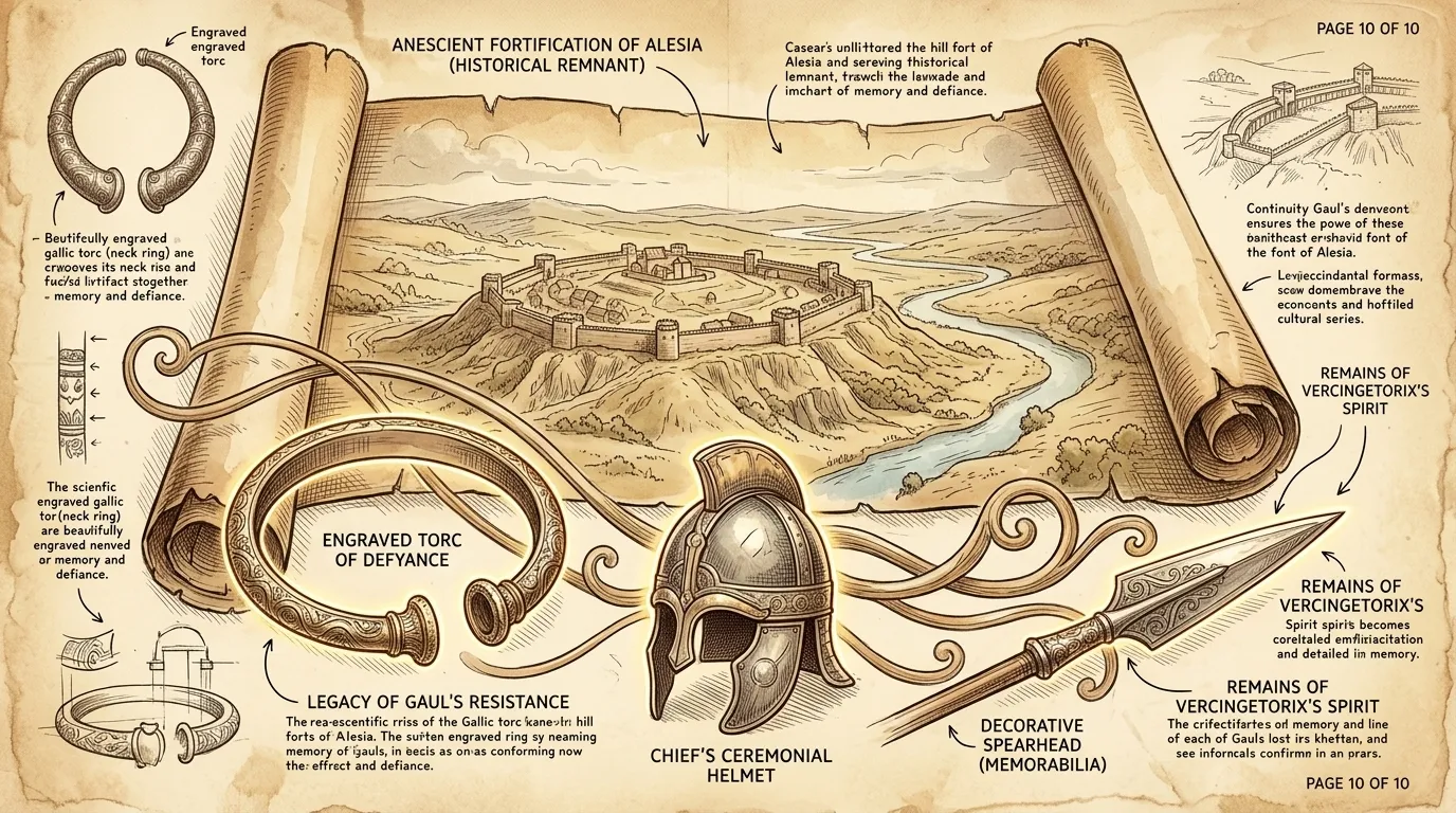 Though Gaul was subdued, the memory of Vercingetorix's resistance lived on. Alesia became a symbol of Gallic defiance against Roman domination. Though Gaul was subdued, the memory of Vercingetorix's resistance lived on. Alesia became a symbol of Gallic defiance against Roman domination.