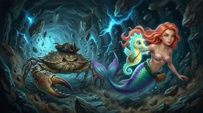 科拉莉亚抓起菲利普，克劳紧随其后，洞穴开始坍塌。“我们得找别的路出去！”她盖过隆隆声喊道。“也许穿过那个狭窄的隧道？”菲利普用他小小的鱼鳍指着。