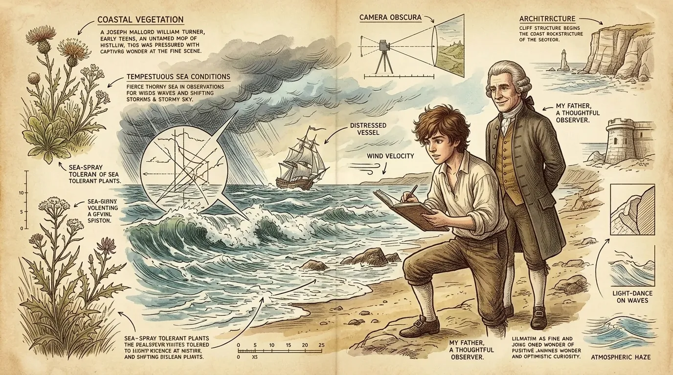 A young Turner, barely a teenager, spends hours sketching along the Margate coastline. The raw power of the sea captivated him, the way light danced upon the…