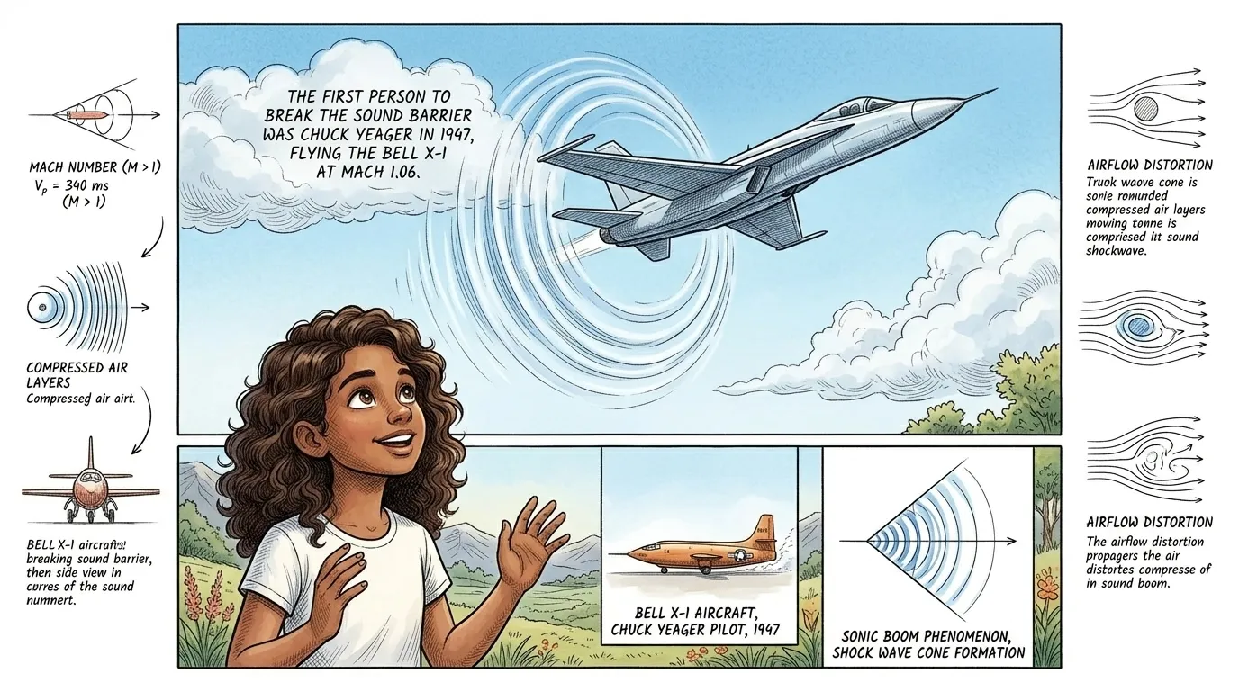 Diya imagines a jet plane soaring through the sky. What happens when a plane flies faster than the speed of sound? It creates a sonic boom! Diya imagines a jet plane soaring through the sky. What happens when a plane flies faster than the speed of sound? It creates a sonic boom!
