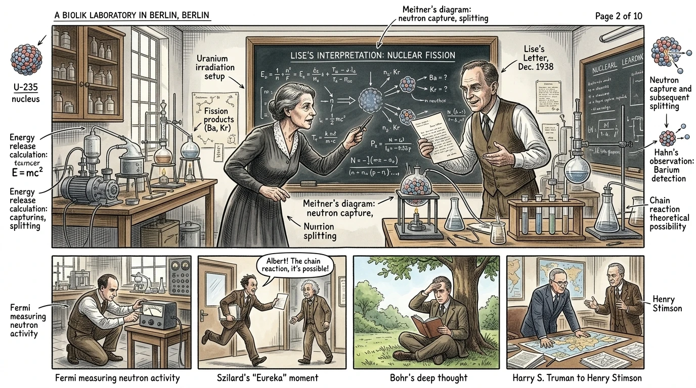 The journey to this moment began decades earlier with the theoretical work of physicists like Lise Meitner. In 1938, Meitner, working with Otto Hahn, grasped… The journey to this moment began decades earlier with the theoretical work of physicists like Lise Meitner. In 1938, Meitner, working with Otto Hahn, grasped…