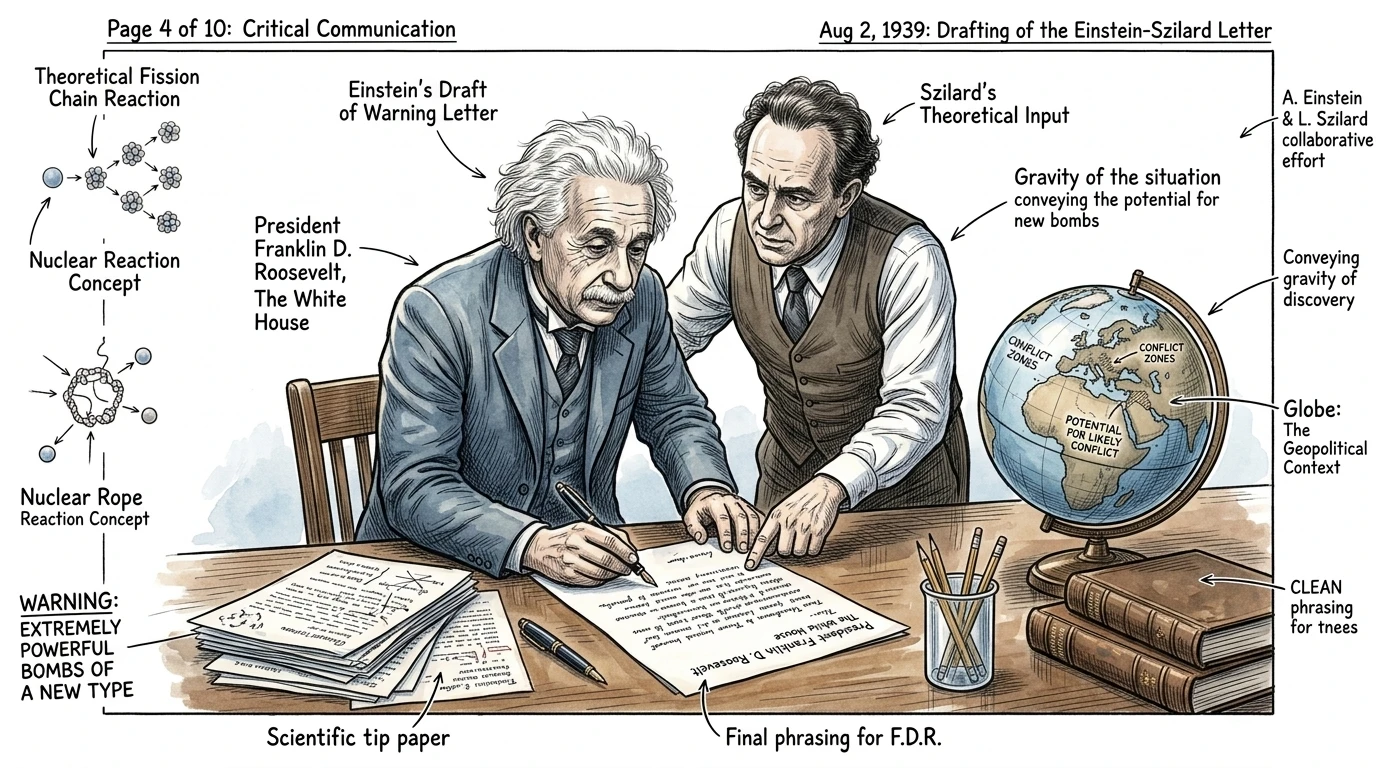That same year, Szilard and Einstein penned a letter to President Franklin D. Roosevelt, warning of the possibility of 'extremely powerful bombs of a new type.'… That same year, Szilard and Einstein penned a letter to President Franklin D. Roosevelt, warning of the possibility of 'extremely powerful bombs of a new type.'…