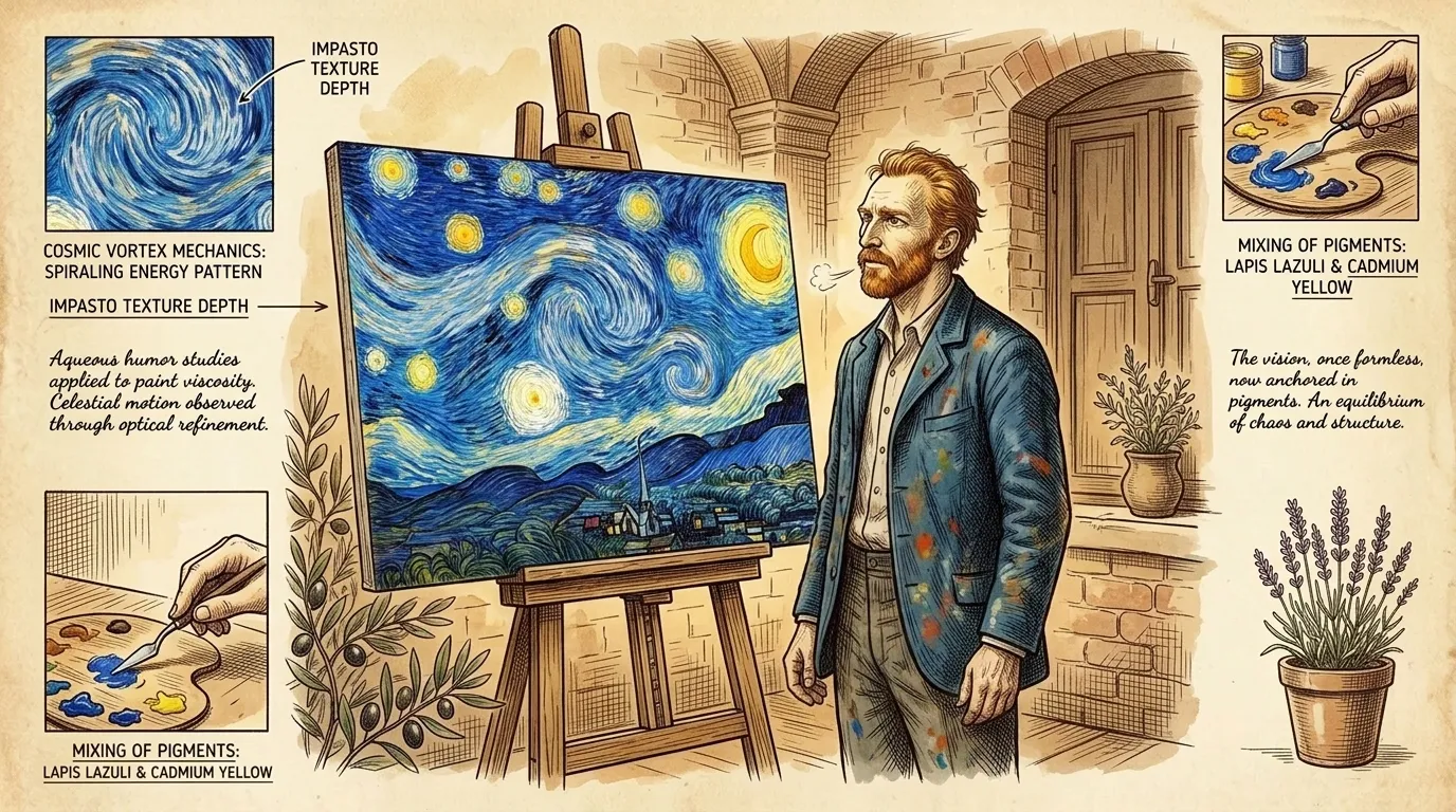 A cada pincelada deliberada, Van Gogh imbuía a tela com suas emoções mais profundas, sua "visão interior" agora totalmente manifesta.