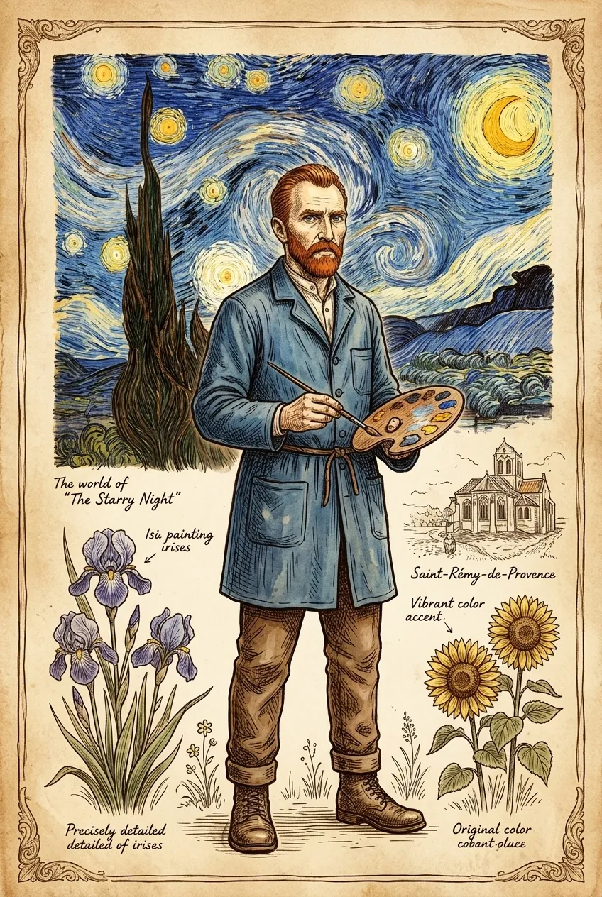 The Starry Night by Vincent van Gogh (Saint-Rémy-de-Provence, France — 1889) — book cover — Wonder Arts The Starry Night by Vincent van Gogh (Saint-Rémy-de-Provence, France — 1889) — book cover — Wonder Arts