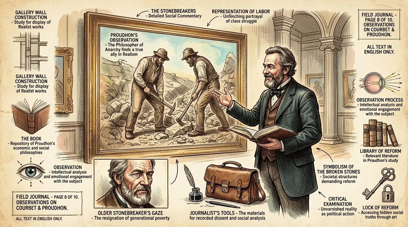 The Stonebreakers was more than just a painting; it was a social statement. Courbet sought to elevate the working class to the level of artistic subject matter… The Stonebreakers was more than just a painting; it was a social statement. Courbet sought to elevate the working class to the level of artistic subject matter…