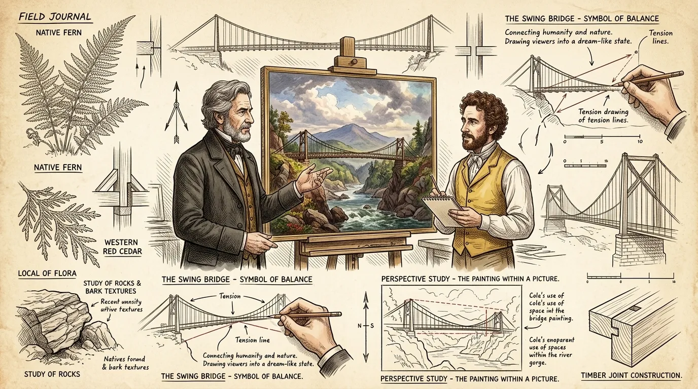 The swing bridge in the painting became a symbol of the connection between humanity and nature, representing the potential for harmony between civilization and…