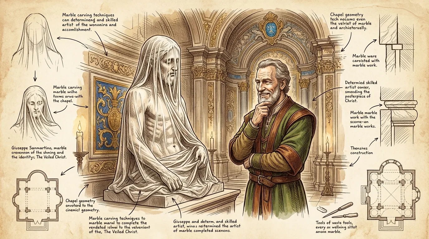 Giuseppe Sanmartino se encuentra ante su obra maestra terminada, El Cristo Velado. Terminada en mil setecientos cincuenta y tres en Nápoles, Italia, esta…