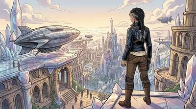 Captain Elara, a name whispered with both respect and fear, surveyed the city from the highest spire. Her airship, 'The Skylark', was the fastest and most… Captain Elara, a name whispered with both respect and fear, surveyed the city from the highest spire. Her airship, 'The Skylark', was the fastest and most…