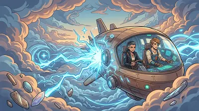 An energy surge slammed into the Skylark's shields, rocking the ship violently. Alarms blared. Jaxx fought to maintain control. An energy surge slammed into the Skylark's shields, rocking the ship violently. Alarms blared. Jaxx fought to maintain control.