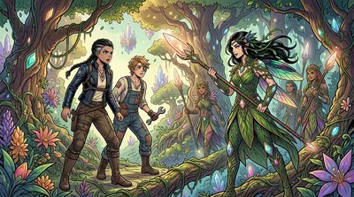 But their arrival did not go unnoticed. From the shadows of the ancient trees, figures emerged. Warriors clad in woven vines and bone armor, their faces painted… But their arrival did not go unnoticed. From the shadows of the ancient trees, figures emerged. Warriors clad in woven vines and bone armor, their faces painted…