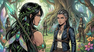 The leader of the warriors, a woman with eyes like emeralds and a headdress of woven vines, stepped forward. "Prove your worth," she said, her voice like the… The leader of the warriors, a woman with eyes like emeralds and a headdress of woven vines, stepped forward. "Prove your worth," she said, her voice like the…