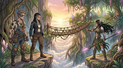 The trial began at sundown. Elara and Jaxx were led to a chasm that bisected the Sky-Garden. A narrow bridge of woven vines spanned the abyss, swaying… The trial began at sundown. Elara and Jaxx were led to a chasm that bisected the Sky-Garden. A narrow bridge of woven vines spanned the abyss, swaying…