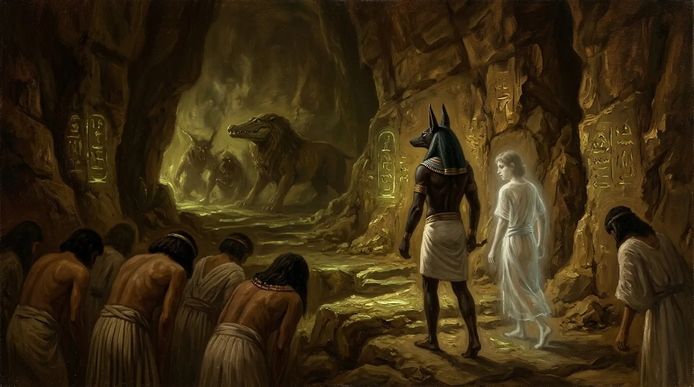Through the deep, echoing passages of Amenti, the labyrinthine paths of the netherworld, the soul presses onward. It is a journey fraught with spectral dangers… Through the deep, echoing passages of Amenti, the labyrinthine paths of the netherworld, the soul presses onward. It is a journey fraught with spectral dangers…