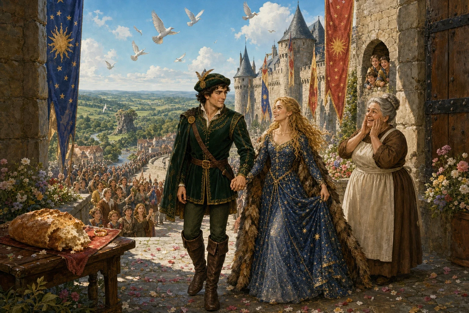 The next morning, Thousandfurs was told to bake bread for the king, and as she worked, she slipped the gold ring he had given her into the dough without… The next morning, Thousandfurs was told to bake bread for the king, and as she worked, she slipped the gold ring he had given her into the dough without…