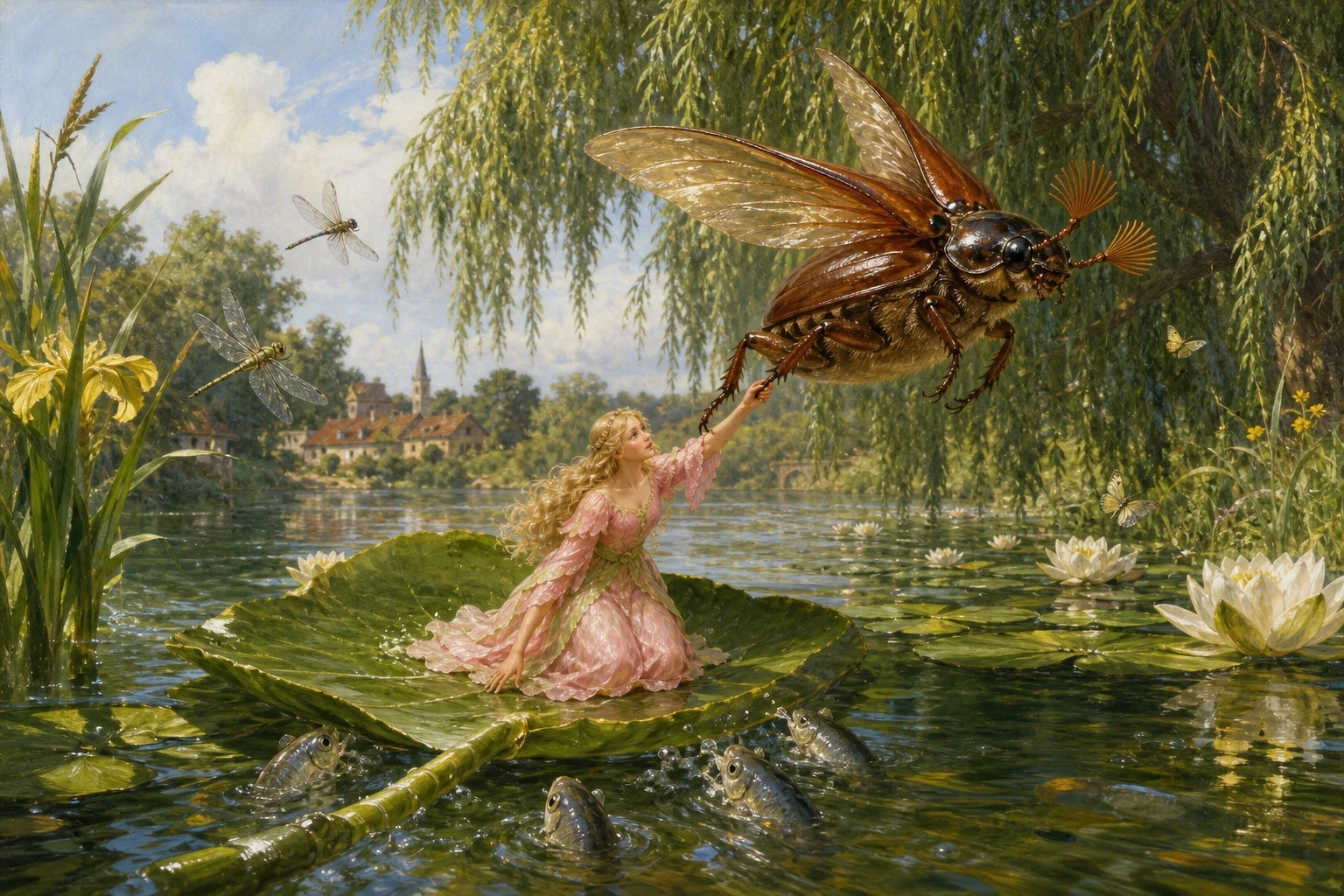 The little fishes swimming below the water had heard everything, and they felt so sorry for Thumbelina that they gathered round the stem of her lily leaf and… The little fishes swimming below the water had heard everything, and they felt so sorry for Thumbelina that they gathered round the stem of her lily leaf and…