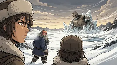 Kira, la carroñera, avanzaba con dificultad por la nieve, su aliento empañándose en el aire gélido. Sus ojos, agudos y decididos, escudriñaban el horizonte.