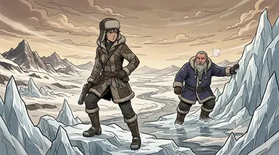 —¡Kira, espera! ¡Este hielo está más resbaladizo que un gronnck engrasado! —resonó una voz a sus espaldas. Boris, su corpulento compañero, luchaba por seguirle…