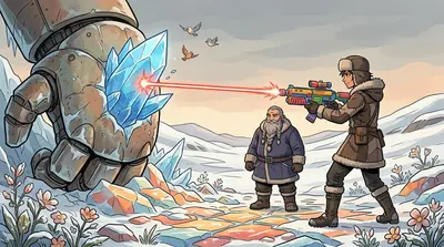 Kira levantó su rifle, apuntando a un cristal brillante incrustado en el hombro del Coloso. "Es hora de ver lo que puede hacer esta vieja", murmuró.