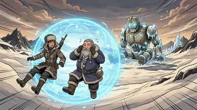 El rayo de energía golpeó el cristal y el Coloso se estremeció. Una ola de energía pura pulsó hacia afuera, arrojando a Kira y Boris al suelo.