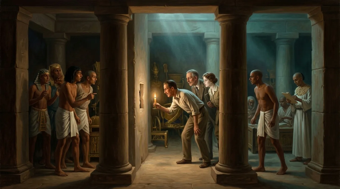 Days later, the tension within the tomb's outer chambers is palpable, a thick, still air that seems to press down upon all present.