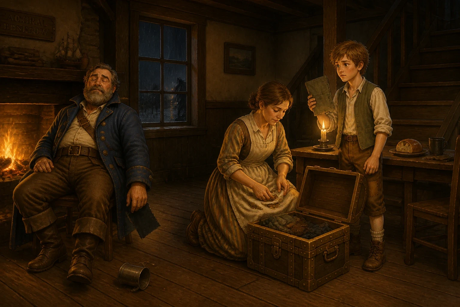 Months later, a blind beggar came tapping to the inn door with a stick. He pressed a small folded paper into Billy Bones's hand and shuffled away. Months later, a blind beggar came tapping to the inn door with a stick. He pressed a small folded paper into Billy Bones's hand and shuffled away.