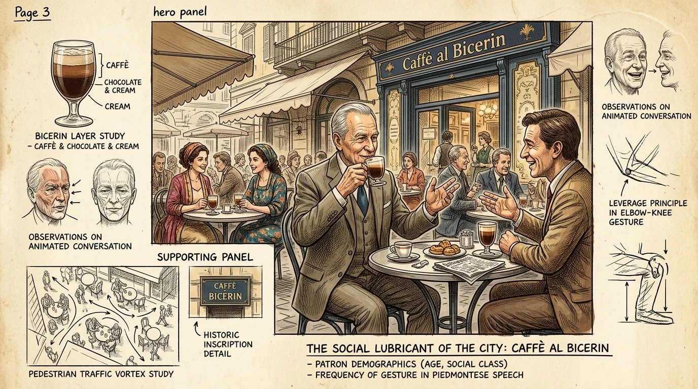El histórico Caffè al Bicerin de Turín ofrece una degustación de la famosa bebida de la ciudad, el Bicerin, una bebida por capas de espresso, chocolate y leche. El histórico Caffè al Bicerin de Turín ofrece una degustación de la famosa bebida de la ciudad, el Bicerin, una bebida por capas de espresso, chocolate y leche.