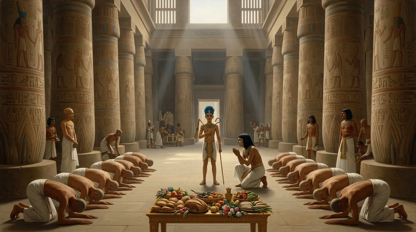 Within the colossal Great Hypostyle Hall of Karnak, a forest of papyrus-bundle columns stretching towards the distant ceiling, the air hung heavy with the scent…