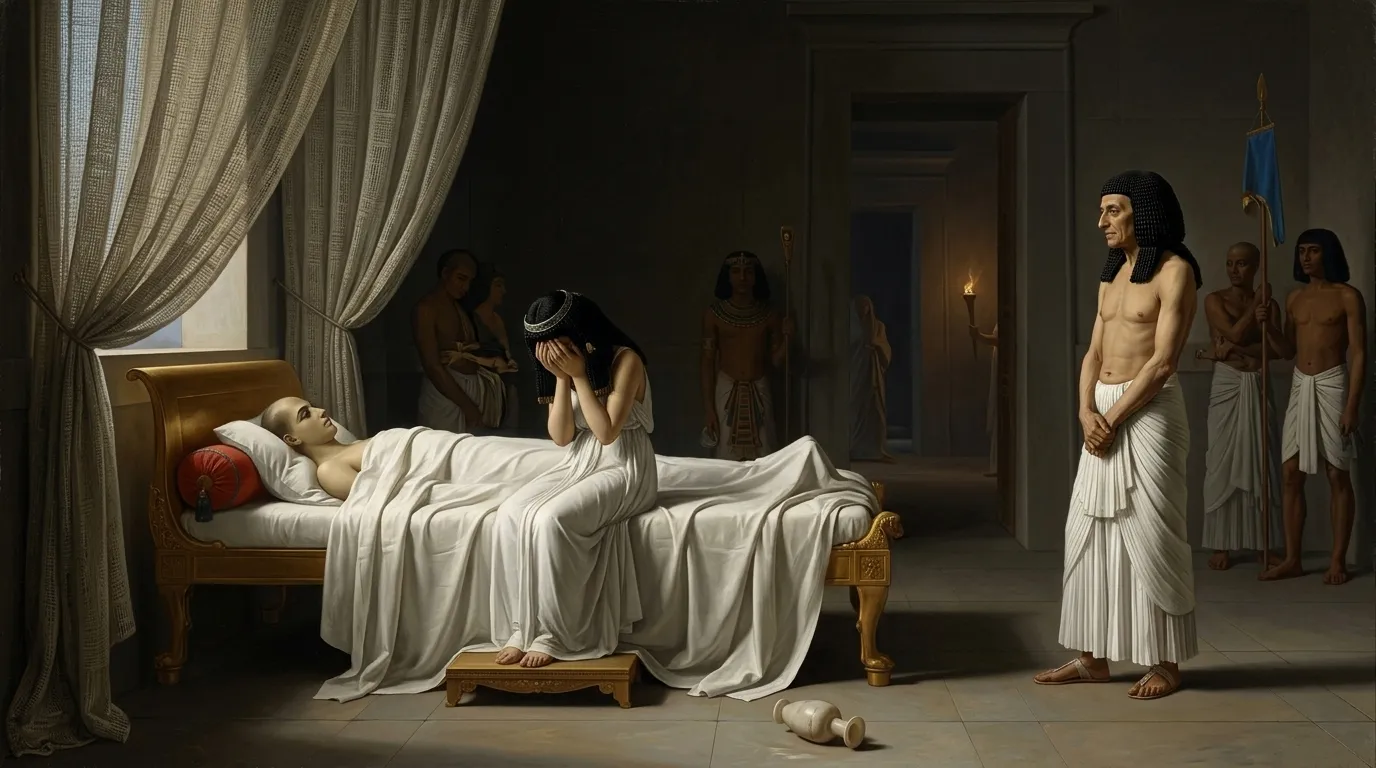 A profound silence, heavier than the thick linen curtains that muffled the chamber, descended upon the private royal bedchamber in the palace at Memphis.