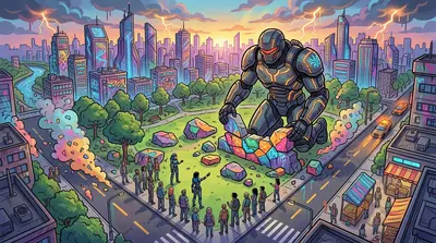 Sector 7, the heart of Zenith City's technological innovation, was under siege. A hulking figure wreaked havoc, its metallic fists tearing through reinforced… Sector 7, the heart of Zenith City's technological innovation, was under siege. A hulking figure wreaked havoc, its metallic fists tearing through reinforced…
