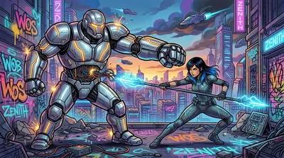 With a surge of speed, Valor dodged Titan's clumsy attacks and reached the exposed core, a chaotic mess of wires and energy conduits. With a surge of speed, Valor dodged Titan's clumsy attacks and reached the exposed core, a chaotic mess of wires and energy conduits.