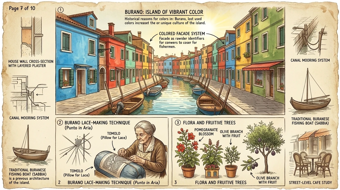 L'île de Burano est célèbre pour ses maisons aux couleurs vives, créant une atmosphère vibrante et joyeuse. La légende raconte que les pêcheurs peignaient leurs… L'île de Burano est célèbre pour ses maisons aux couleurs vives, créant une atmosphère vibrante et joyeuse. La légende raconte que les pêcheurs peignaient leurs…