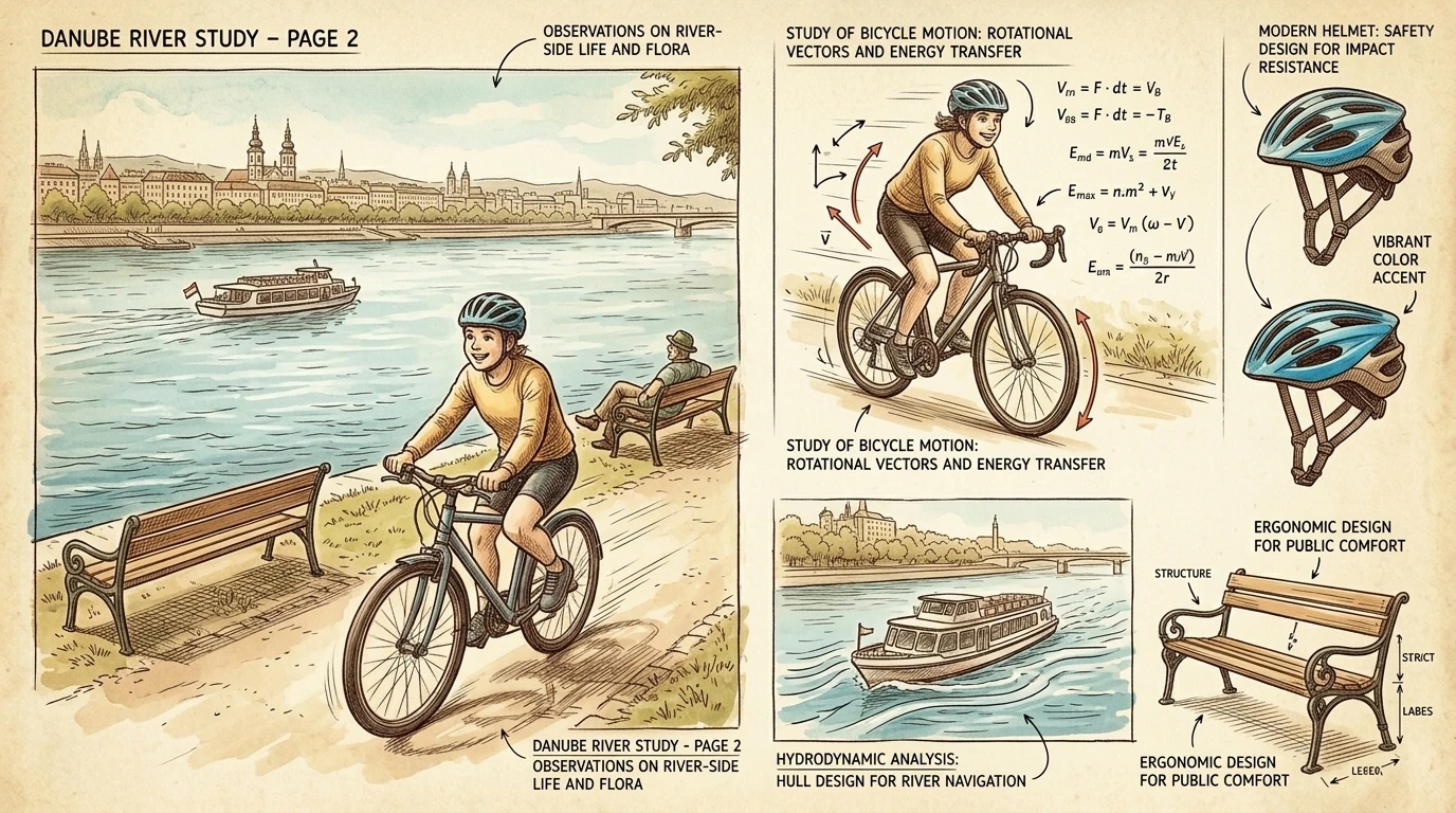 The Danube River flows through Vienna, offering recreational spaces and reflecting the city's skyline. Locals and visitors alike enjoy cycling along the…