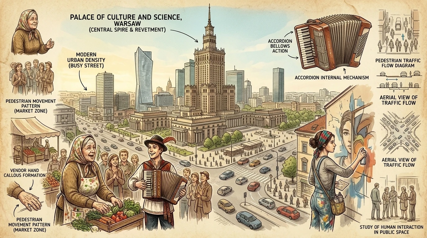 El Palacio de Cultura y Ciencia, un hito controvertido pero icónico, domina el horizonte de Varsovia. Construido durante la era soviética, el palacio ahora… El Palacio de Cultura y Ciencia, un hito controvertido pero icónico, domina el horizonte de Varsovia. Construido durante la era soviética, el palacio ahora…