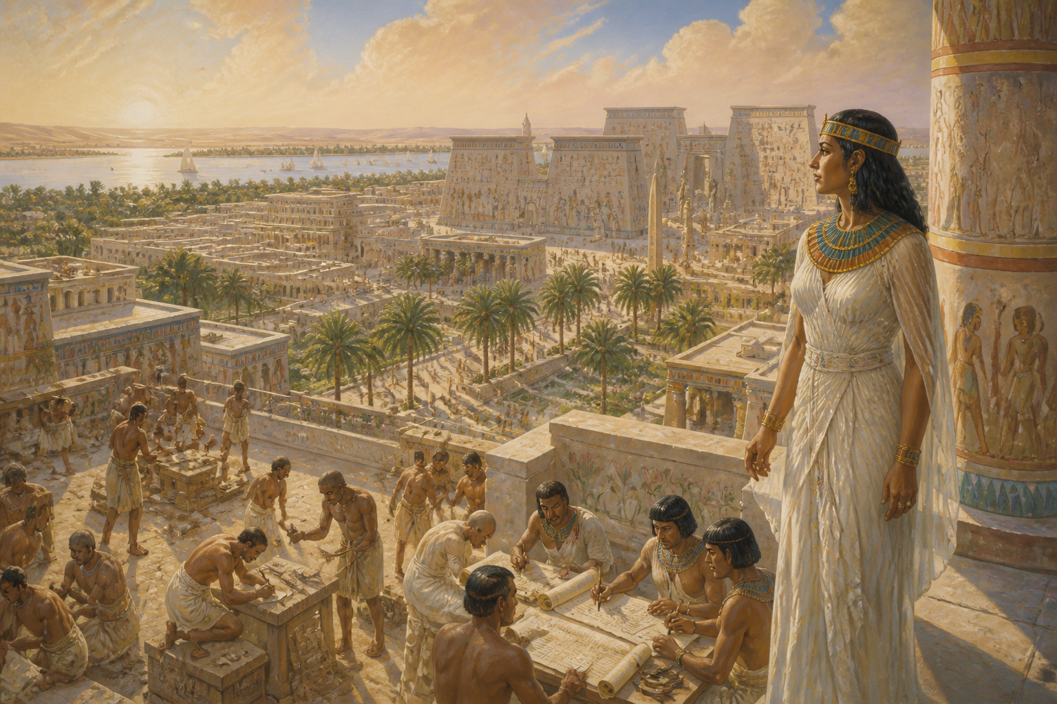 Im alten Land von Theben bestieg Amenhotep III um 1386 v. Chr. den Thron Ägyptens und markierte eine Herrschaft, die beispiellosen Wohlstand und Pracht… Im alten Land von Theben bestieg Amenhotep III um 1386 v. Chr. den Thron Ägyptens und markierte eine Herrschaft, die beispiellosen Wohlstand und Pracht…