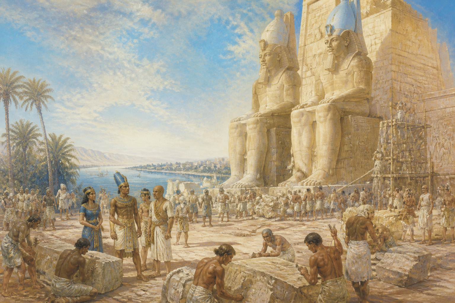 Am Westufer des Nils stehen die kolossalen Statuen von Amenhotep III als Wächter und blicken über die Landschaft. Bekannt als die Kolosse von Memnon, wurden… Am Westufer des Nils stehen die kolossalen Statuen von Amenhotep III als Wächter und blicken über die Landschaft. Bekannt als die Kolosse von Memnon, wurden…