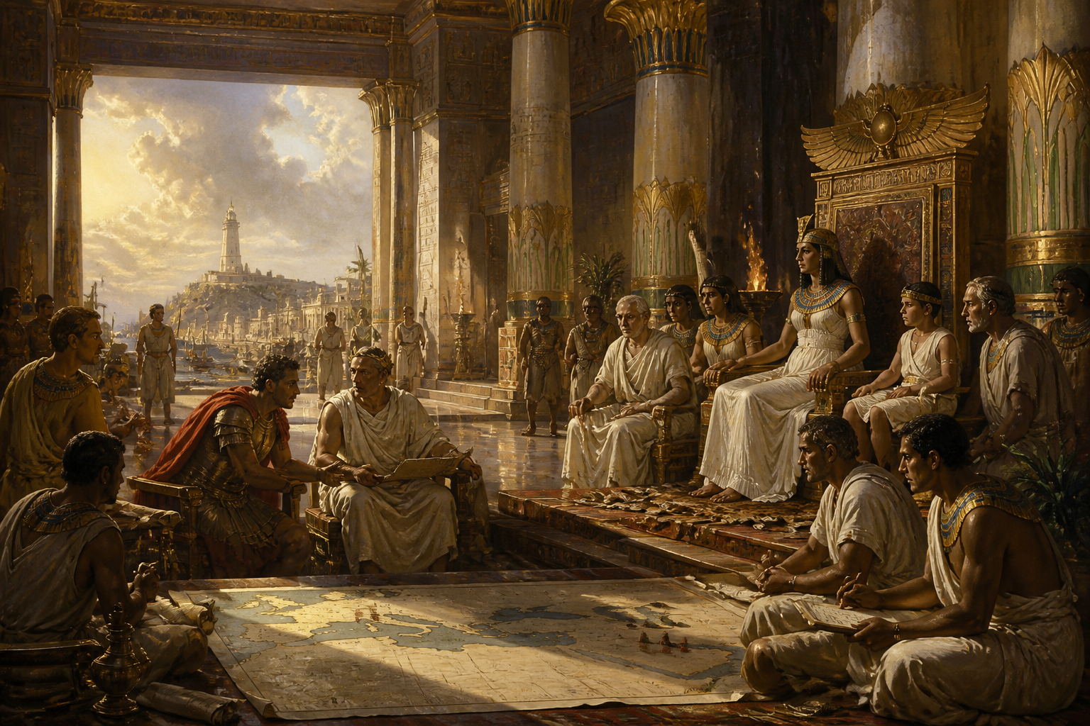 Cleopatra VII Philopator, the last pharaoh of Egypt, inherits a kingdom teetering on the brink of Roman absorption. Born into the royal Ptolemaic dynasty, her… Cleopatra VII Philopator, the last pharaoh of Egypt, inherits a kingdom teetering on the brink of Roman absorption. Born into the royal Ptolemaic dynasty, her…