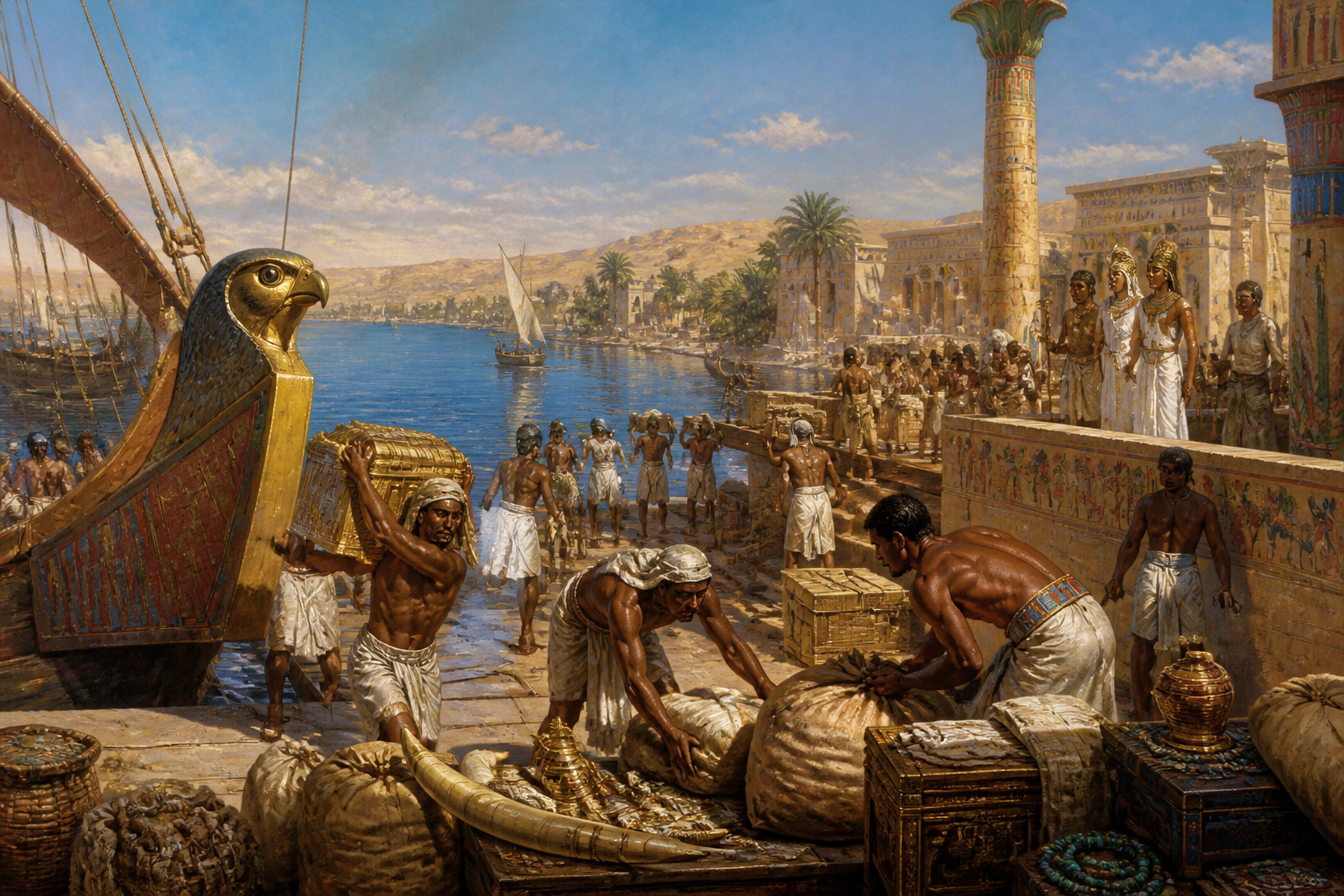 One of Hatshepsut's most celebrated achievements was the magnificent expedition to the land of Punt. Recognizing the value of trade, she dispatched a fleet of… One of Hatshepsut's most celebrated achievements was the magnificent expedition to the land of Punt. Recognizing the value of trade, she dispatched a fleet of…