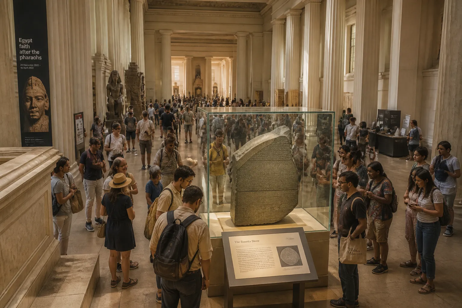 Nos corredores ecoantes do Museu Britânico, a Pedra de Roseta se ergue como um testemunho do legado duradouro dos antigos egípcios. Nos corredores ecoantes do Museu Britânico, a Pedra de Roseta se ergue como um testemunho do legado duradouro dos antigos egípcios.