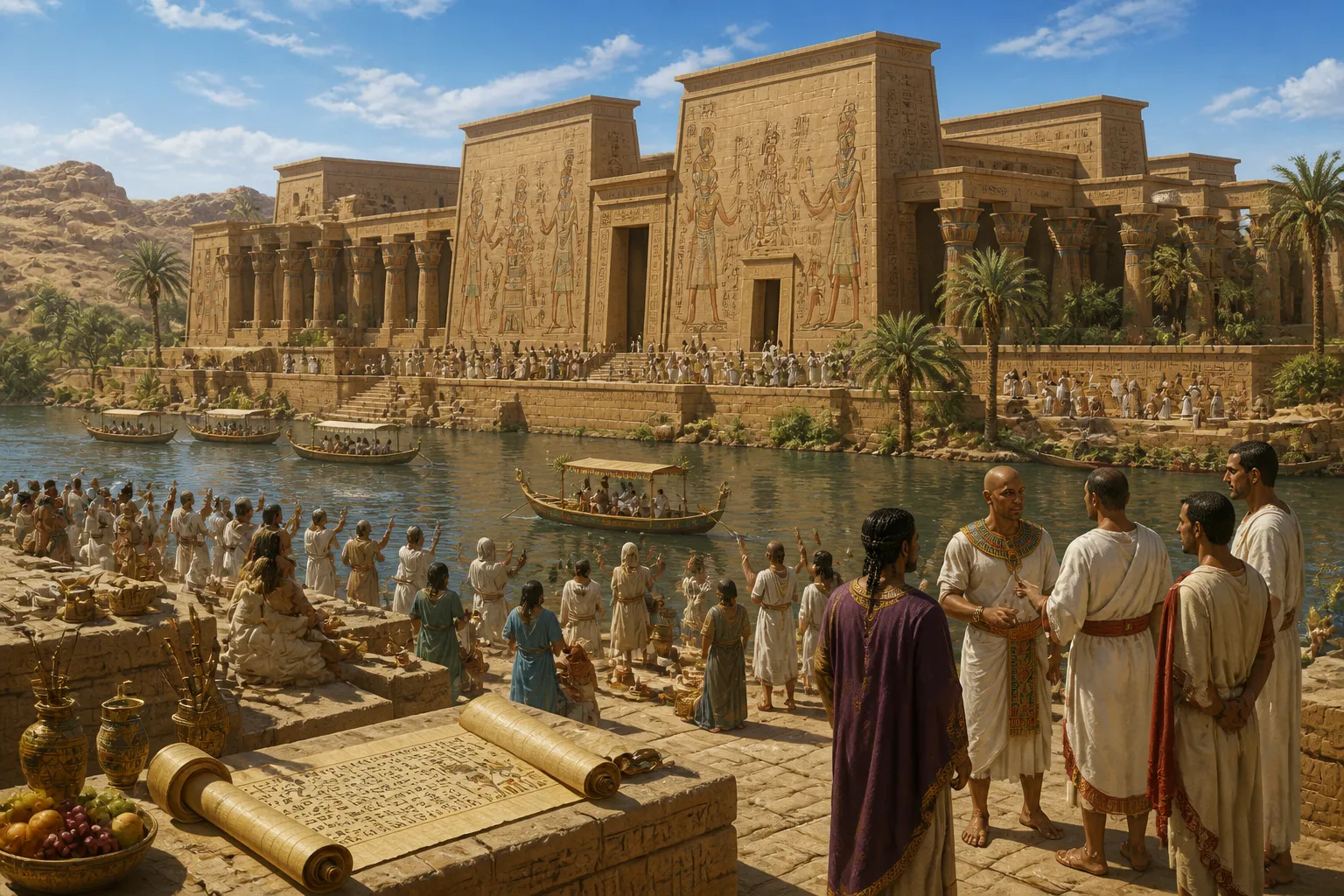 Philae's temple rises with majesty from the waters of the Nile, its presence a testament to reverence for the goddess Isis, set apart on this sacred isle. Philae's temple rises with majesty from the waters of the Nile, its presence a testament to reverence for the goddess Isis, set apart on this sacred isle.