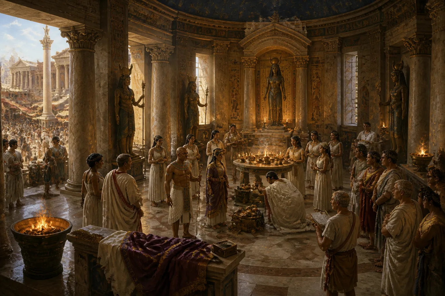 The worship of Isis expanded beyond the borders of Egypt, captivating the imagination of the Roman populace with her mysteries. The worship of Isis expanded beyond the borders of Egypt, captivating the imagination of the Roman populace with her mysteries.