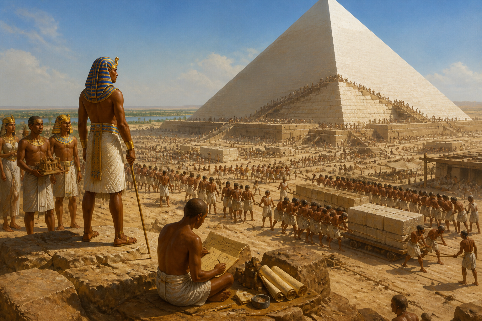 At the construction site on the Giza plateau, an orchestrated symphony of labor unfolded beneath the blazing sun. Thousands of workers, organized into crews… At the construction site on the Giza plateau, an orchestrated symphony of labor unfolded beneath the blazing sun. Thousands of workers, organized into crews…
