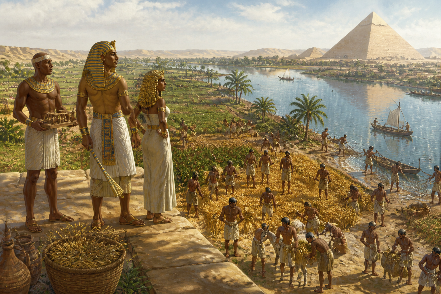 Along the banks of the Nile at Giza, the pharaoh’s grand plan was nourished by the river's bounty. The fertile floodplains teemed with life, providing… Along the banks of the Nile at Giza, the pharaoh’s grand plan was nourished by the river's bounty. The fertile floodplains teemed with life, providing…