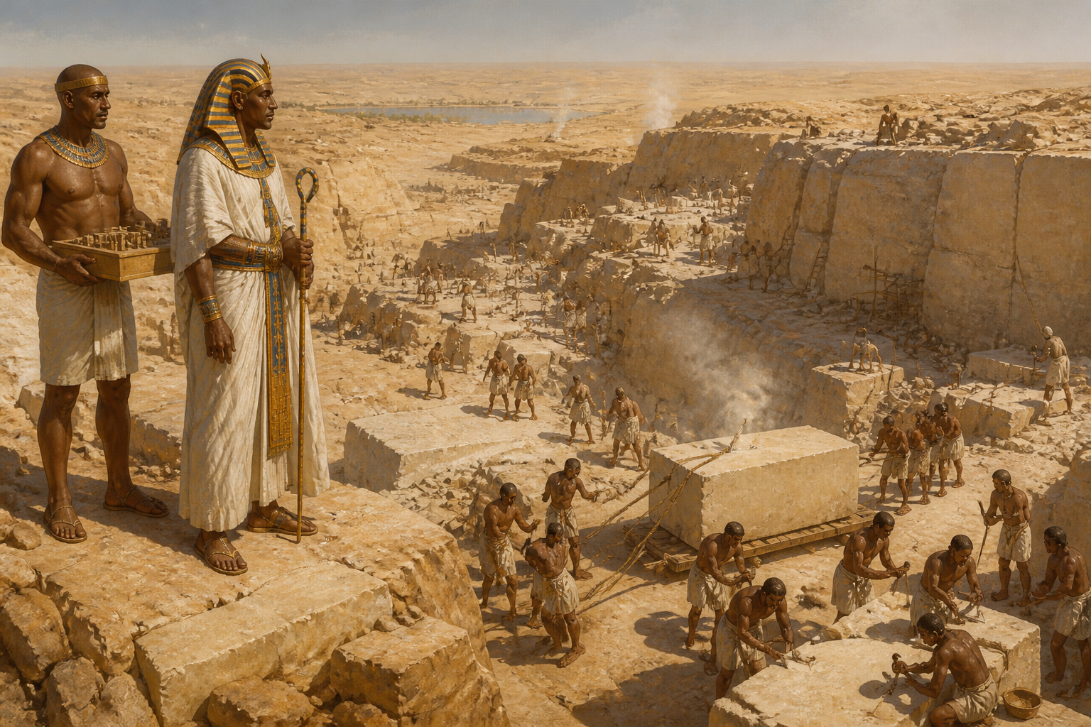 Under the scorching sun at the limestone quarries of Tura, the laborers' relentless toil shaped the very foundation of Khufu's legacy. Under the scorching sun at the limestone quarries of Tura, the laborers' relentless toil shaped the very foundation of Khufu's legacy.