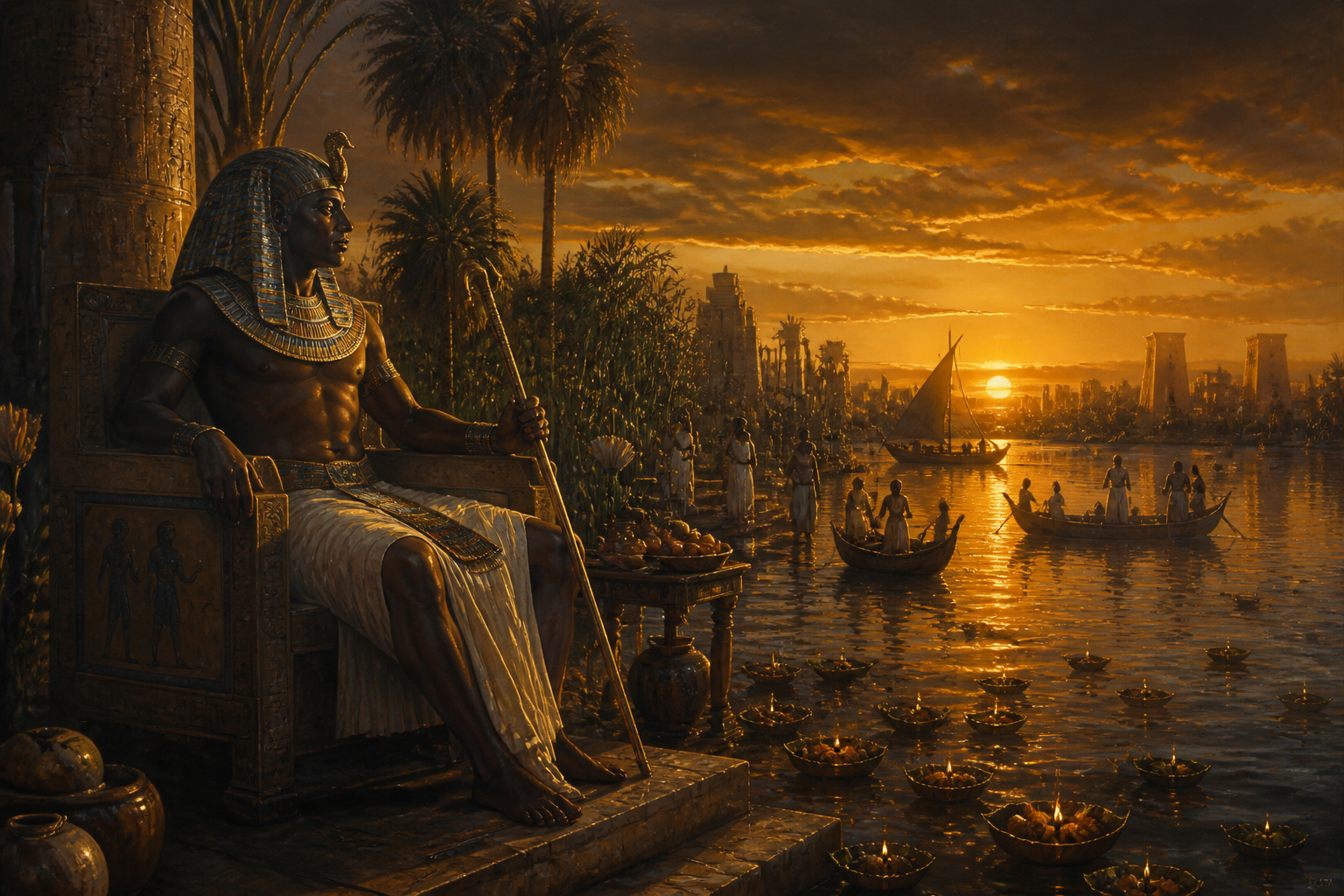 As the sun sets over the tranquil waters of the Nile, Narmer reflects on the legacy he has forged. His reign has been one of unity, strength, and innovation. As the sun sets over the tranquil waters of the Nile, Narmer reflects on the legacy he has forged. His reign has been one of unity, strength, and innovation.
