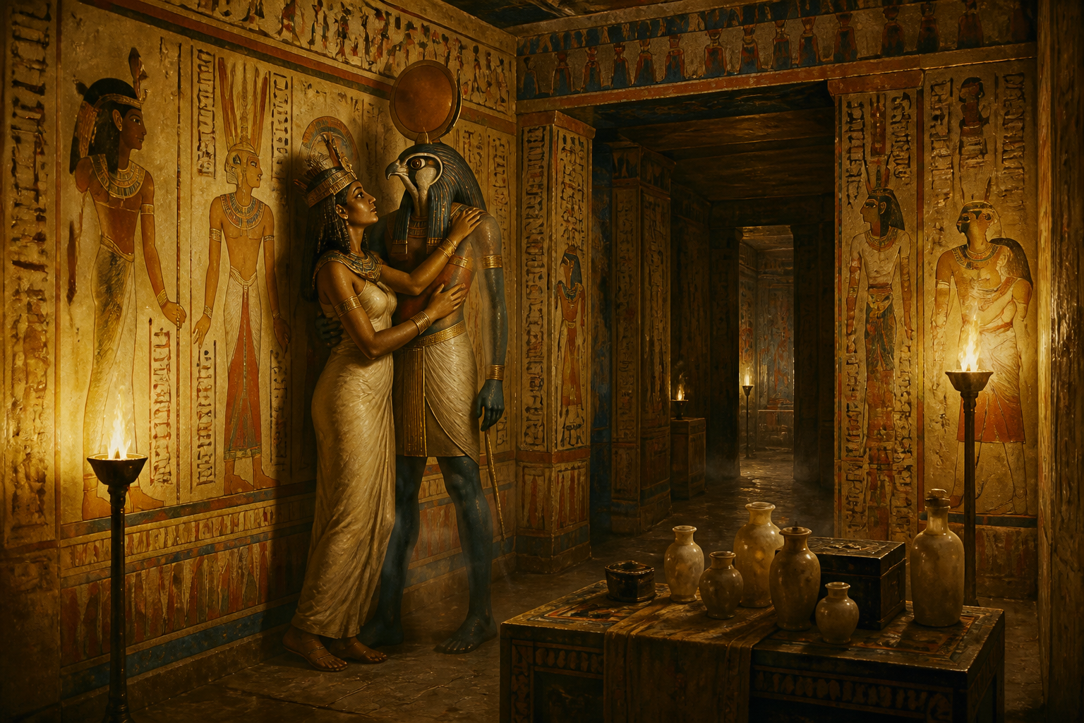 Descending into the Valley of the Queens, one finds the tomb of Nefertari, a masterpiece of Egyptian art. Flickering torchlight reveals walls covered in vibrant… Descending into the Valley of the Queens, one finds the tomb of Nefertari, a masterpiece of Egyptian art. Flickering torchlight reveals walls covered in vibrant…