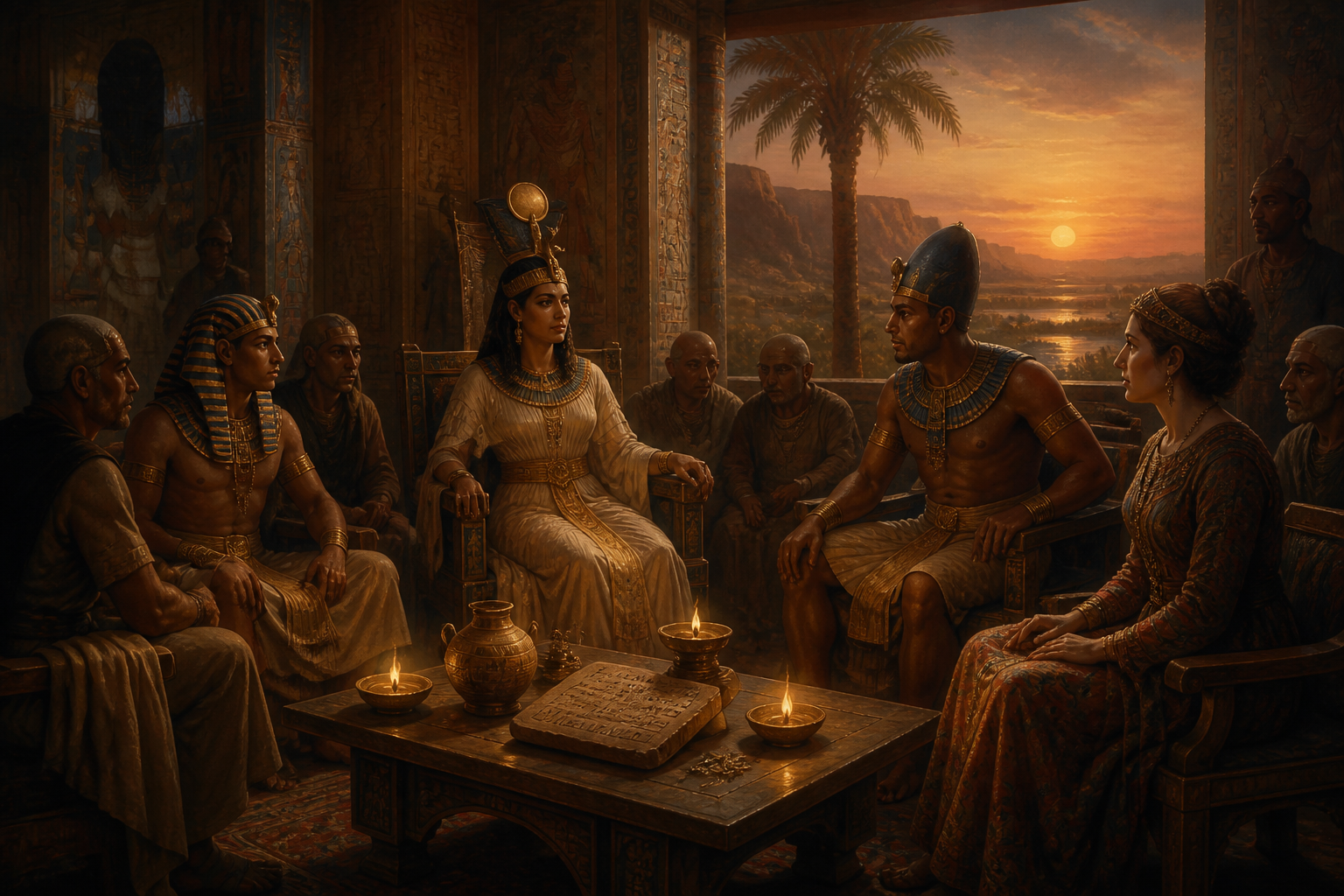 In the aftermath of war, the leaders of Egypt and the Hittite Empire gather to make peace. The chamber is filled with the tension of history, each side wary yet… In the aftermath of war, the leaders of Egypt and the Hittite Empire gather to make peace. The chamber is filled with the tension of history, each side wary yet…